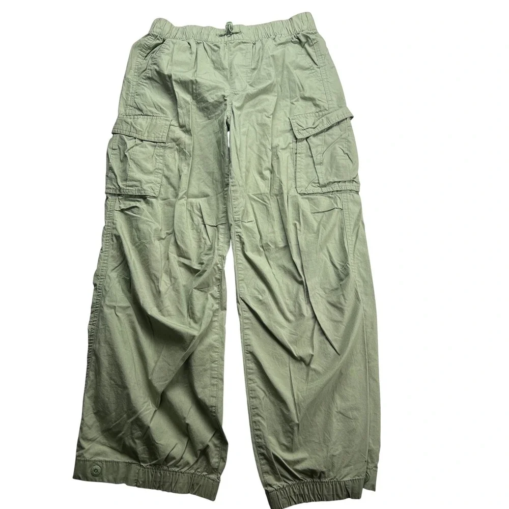 Gap Kids XL 12 Husky Sage Green Cargo Pants Elastic Waist Joggers Utility